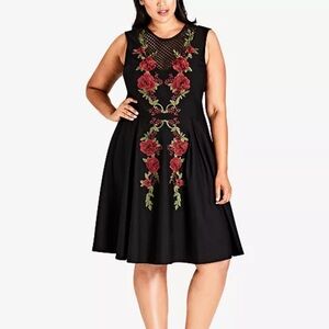 Rose Embroidered Mesh Dress